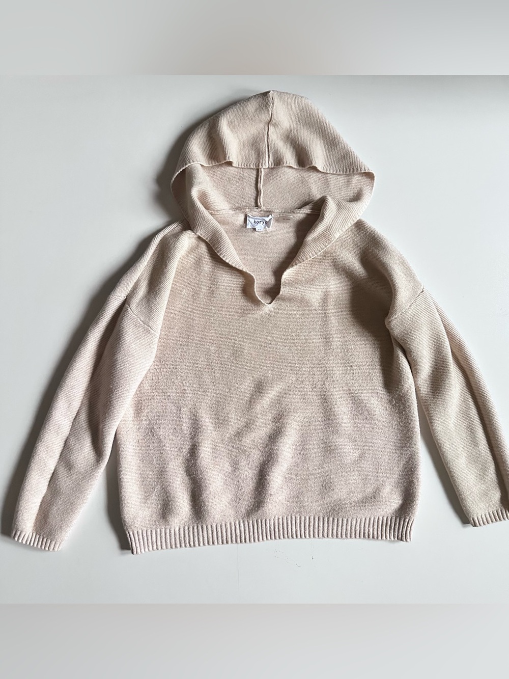 Korye Beige Hoodie Knit Sweater Size Medium